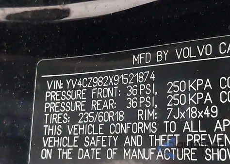 2009 Volvo Xc90 3.2 from USA, damaged, VIN YV4CZ982X91521874
